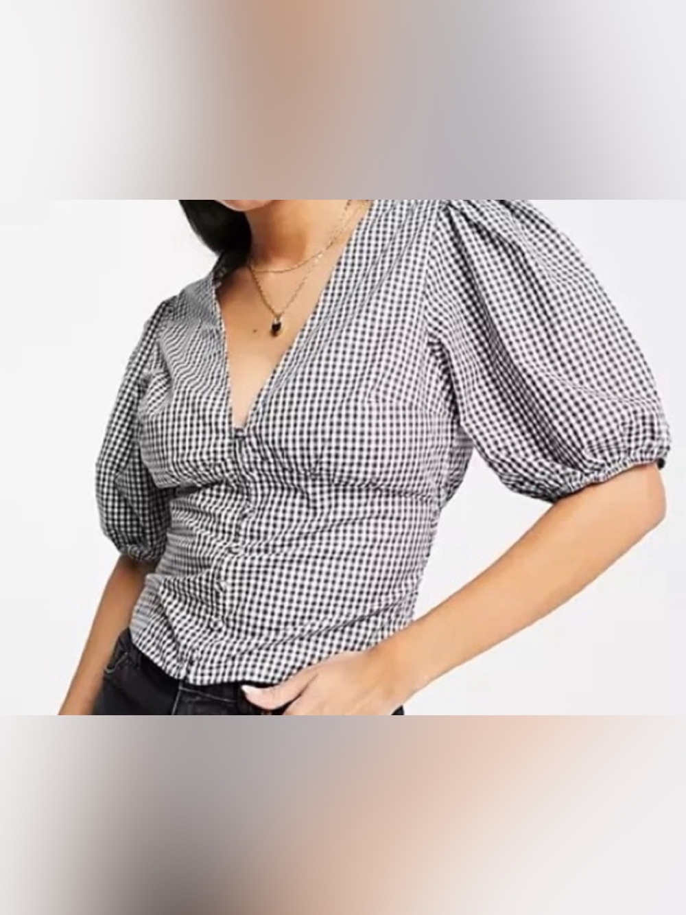Women’s Abercrombie & Fitch Gingham Puff Sleeve Top